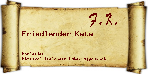 Friedlender Kata névjegykártya